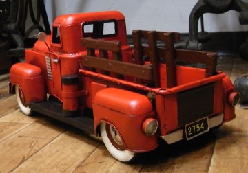 ピックアップトラック【レッド】 ブリキ製自動車 ブリキのおもちゃ アメリカン雑貨画像