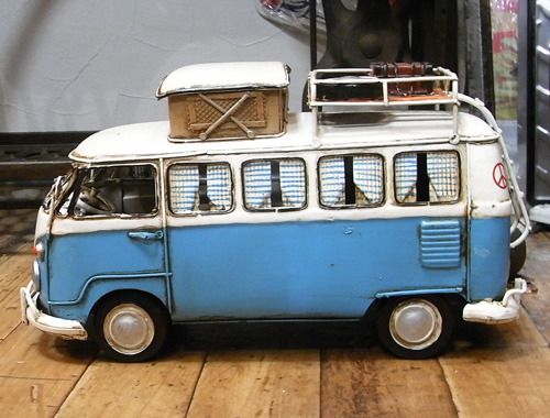  ワーゲンバス【キャンピングカー】 ブリキ製自動車 ブリキのおもちゃ アメリカン雑貨画像