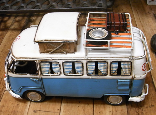  ワーゲンバス【キャンピングカー】 ブリキ製自動車 ブリキのおもちゃ アメリカン雑貨画像
