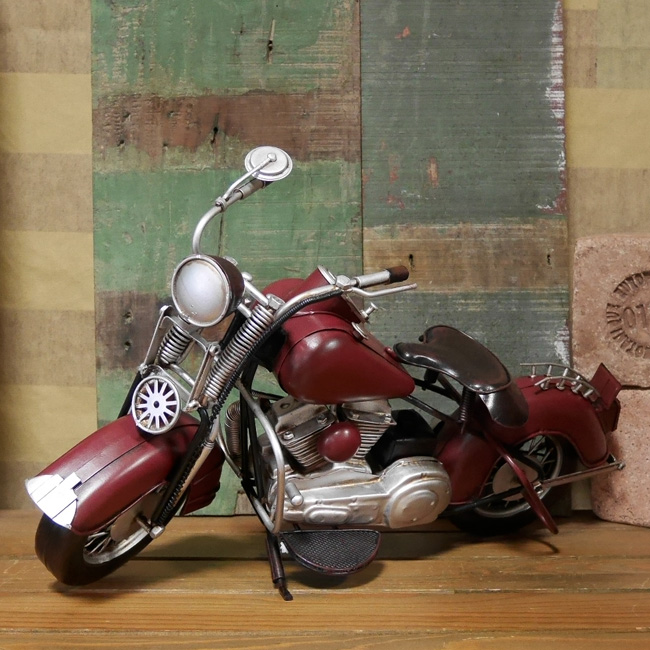 ブリキのおもちゃ オートバイ オレンジ 鉄製 置物 おもちゃ 自動二輪車