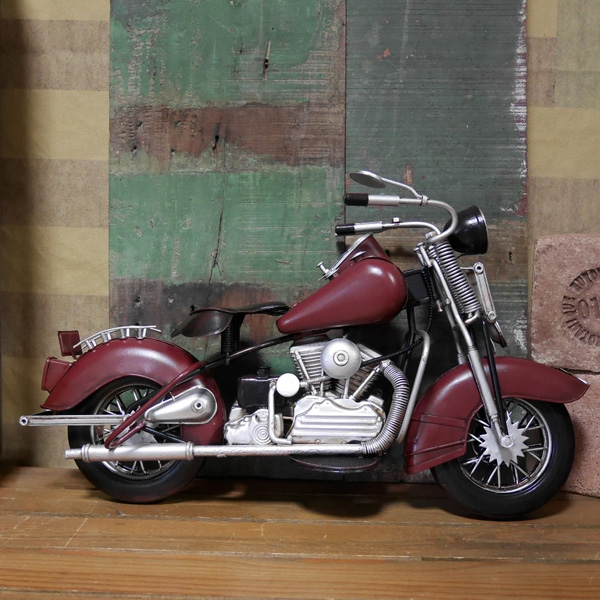 オールドバイク ブリキのおもちゃ ブリキ製オートバイ　ブリキインテリア アメリカン雑貨画像