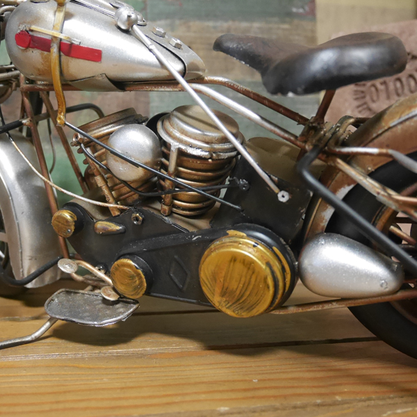 ヴィンテージ オールドバイク【シルバー】 ブリキのおもちゃ ブリキ製オートバイ アメリカン雑貨画像