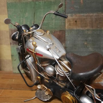 ヴィンテージ オールドバイク【シルバー】 ブリキのおもちゃ ブリキ製オートバイ アメリカン雑貨画像