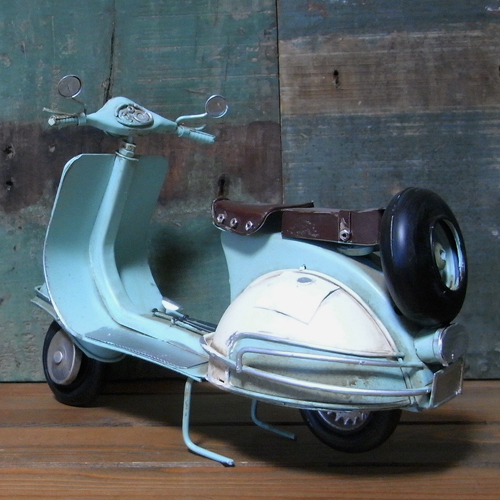 BIGスクーター ノスタルジックデコ バイク【ライトブルー】ブリキのおもちゃ ブリキ製オートバイ アメリカン雑貨画像