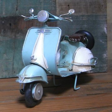BIGスクーター ノスタルジックデコ バイク【ライトブルー】ブリキのおもちゃ ブリキ製オートバイ アメリカン雑貨画像