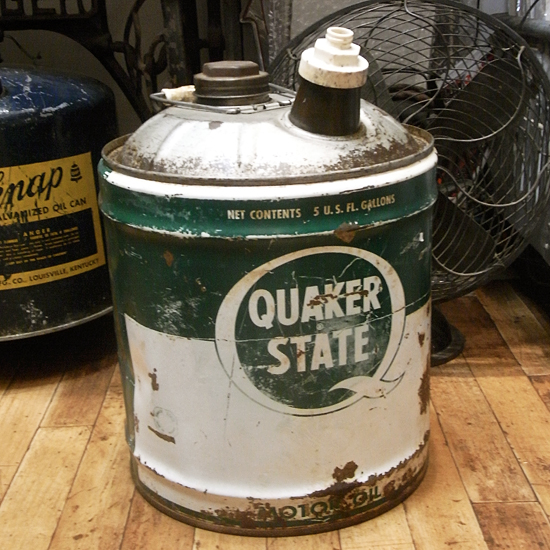 アンティーク QUAKER STATE オールドオイル缶 ガレージインテリア　レトロインテリア　アメリカン雑貨