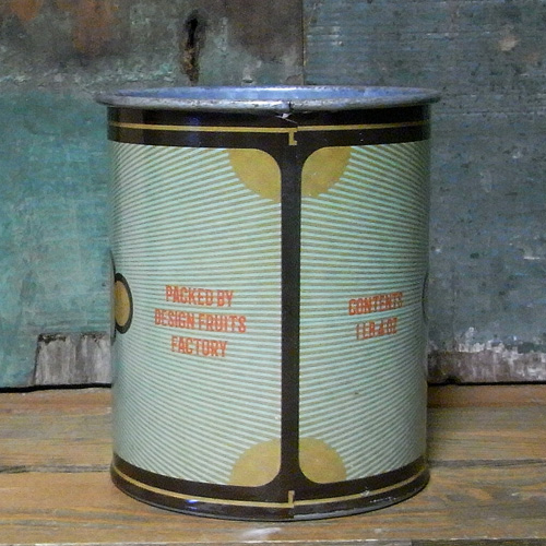 ヴィンテージルック缶 グリーンポット フルーツ　ガーデニング雑貨　カントリー雑貨　　画像
