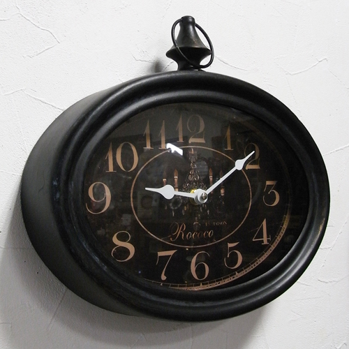  アンティーク掛け時計 STEEL RIM CLOCK HORIZONTAL　レトロ掛け時計　レトロ雑貨　画像