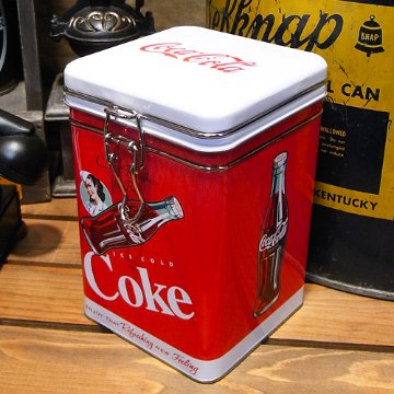 コカコーラ スクエアキャニスター缶 Coke アメリカン雑貨画像