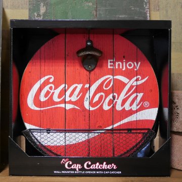 コカコーラ キャッチャー付き ウッディー ボトル オープナー ENJOY COCA-COLA アメリカンインテリア画像
