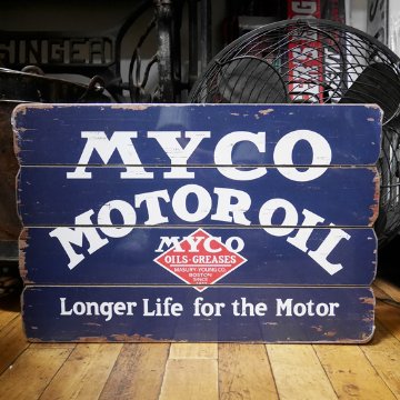 MYCO MOTOR OIL ヴィンテージサインボード インテリア 木製看板 マイコモーターオイル画像