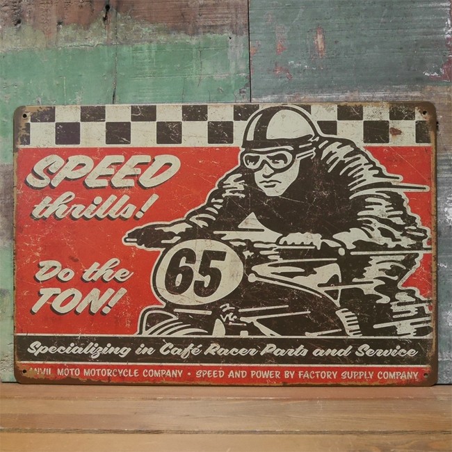 アンティークメタルプレート SPEED 65 ブリキ看板 バイク インテリア アメリカン雑貨画像