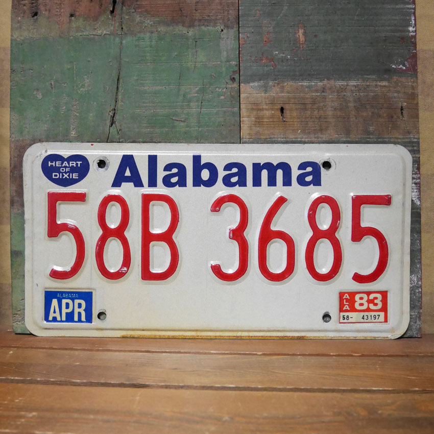 アメリカ　ユーズドナンバープレートアラバマ州 ブリキ看板　アメリカン雑貨画像