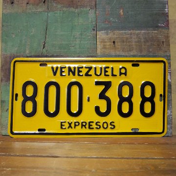 アメリカユーズドナンバープレート ベネズエラ州 ブリキ看板　アメリカン雑貨画像
