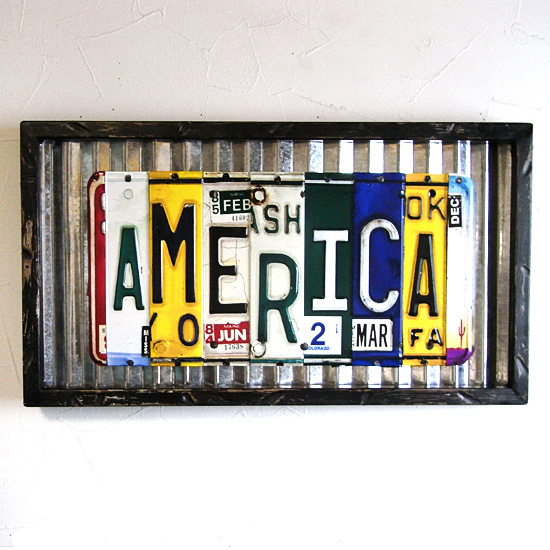 アメリカ トタン ナンバープレートフレーム AMERICA ブリキ看板　アメリカン雑貨画像