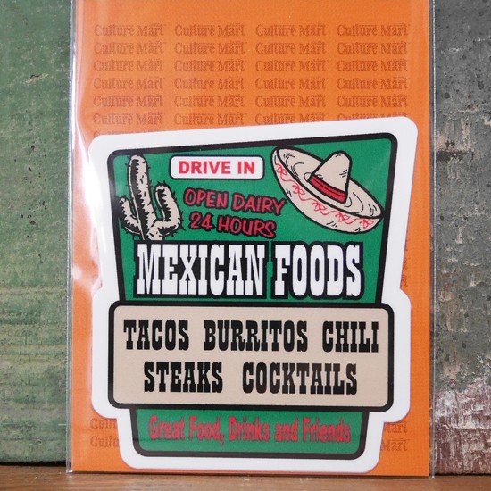 メキシカン ステッカー シール MEXICAN FOODS SIGN STICKER　アメリカン雑貨画像