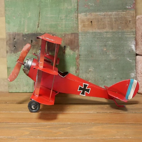 複葉機 インテリア 飛行機 triplane 三葉機 フォッカー ブリキのおもちゃ画像