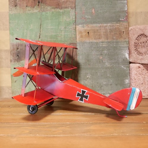 複葉機 インテリア 飛行機 triplane 三葉機 フォッカー ブリキのおもちゃ画像
