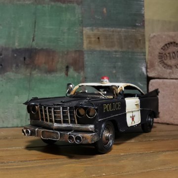 ブリキのおもちゃ ポリスカー　クラシックパトカー　ブリキインテリア　アメリカン雑貨　画像