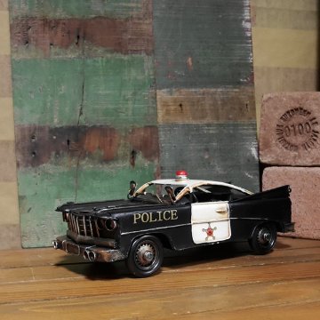 ブリキのおもちゃ ポリスカー　クラシックパトカー　ブリキインテリア　アメリカン雑貨　画像