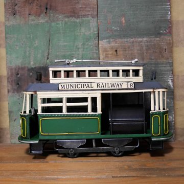 トロリーカー 路面電車 ブリキのおもちゃ 鉄道 トラム アンティーク インテリア画像