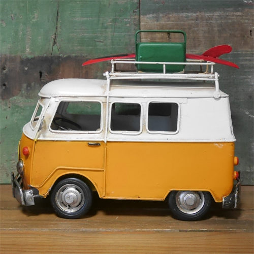 カードスタンド キャリーカー ブリキのおもちゃ ワーゲンバス アメリカン雑貨画像