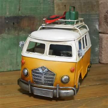 カードスタンド キャリーカー ブリキのおもちゃ ワーゲンバス アメリカン雑貨画像