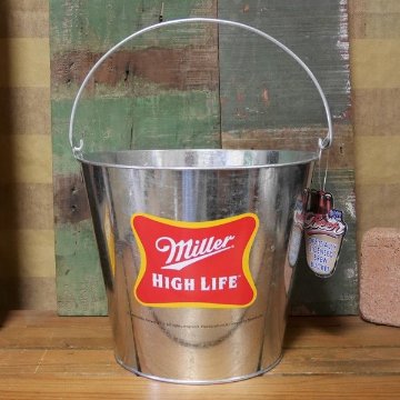 ブリキバケツ Miller HIGH LIFE ティンバケツ ワインクーラー ミラービール　アメリカン雑貨画像