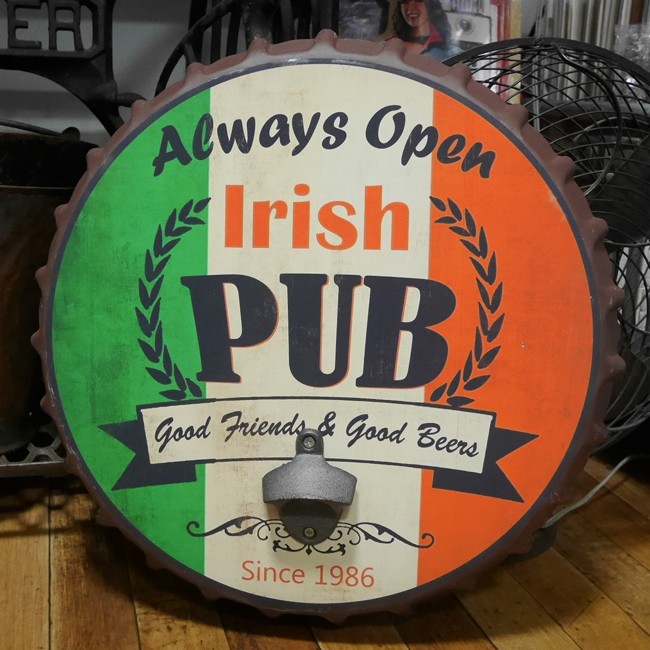 栓抜き サインボード PUB インテリア 王冠型 ブリキ看板 の画像