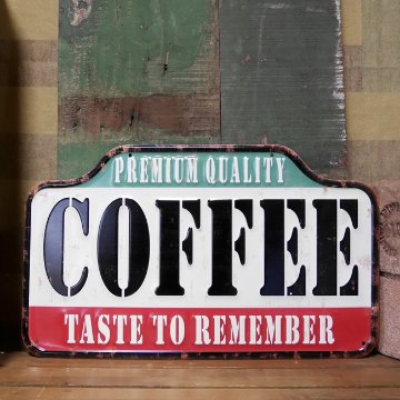 エンボス看板 COFFEEティンプレート カフェ　コーヒー ブリキ看板　アメリカン雑貨画像