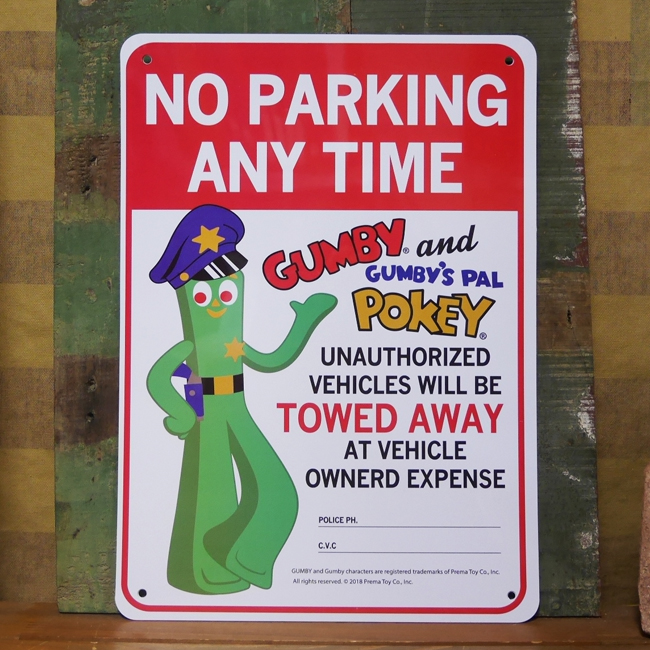 GUMBY NO PARKING プラスチック サインプレート ガンビー 駐車禁止 インテリアボード アメリカン雑貨画像