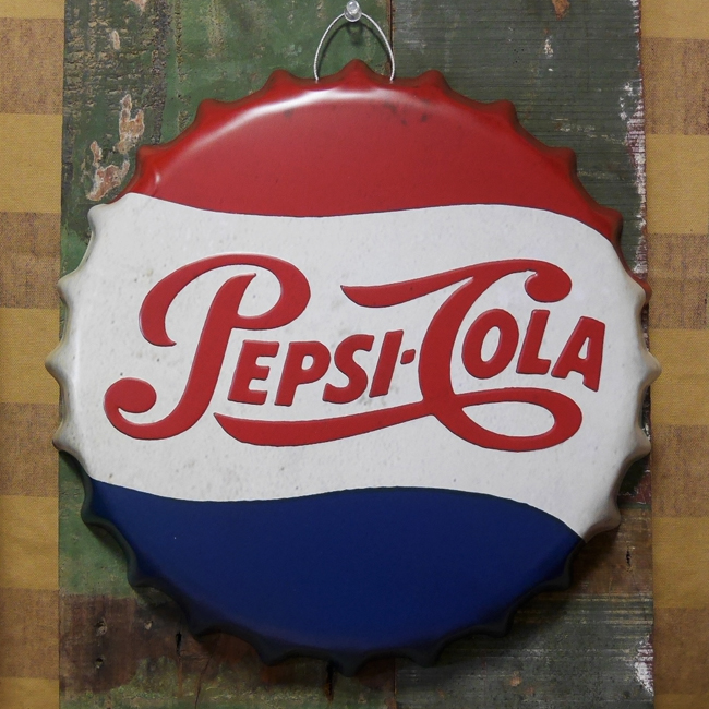 PEPSI 【ＰＥＰＳＩ・ペプシ】※《エンボスメタルサイン／スクエア型》　アメリカン雑貨　エンボス看板　ブリキ看板　60