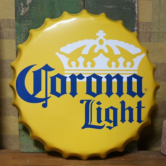 コロナビール 王冠型 ブリキ看板 インテリア ボトルキャップサイン Corona Light  Lサイズ アメリカン雑貨画像