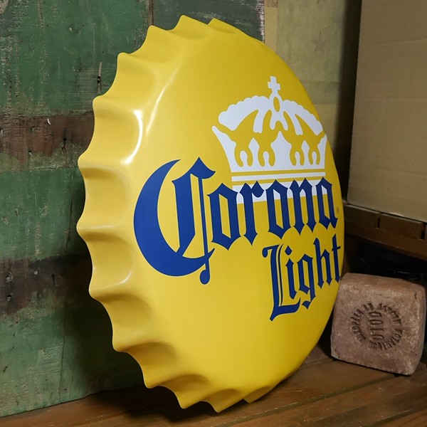 コロナビール 王冠型 ブリキ看板 インテリア ボトルキャップサイン Corona Light  Lサイズ アメリカン雑貨画像