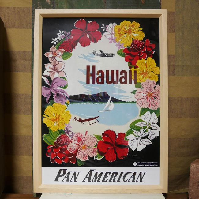 インテリアピクチャー A3ポスター パンナムポスター  ハワイアン　フレームセット　インテリア額画像