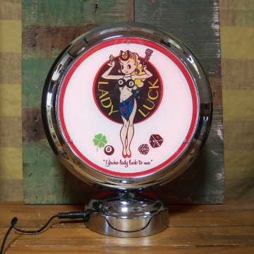 LADY LUCK ガスランプ ネオンクロック 置時計 レディラック GASLAMP NEON CLOCK　アメリカン雑貨画像