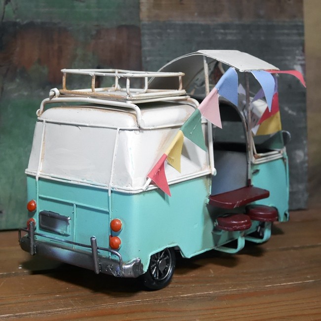 キッチンバスカフェ 自動車 インテリア ワーゲンバス タイプ　ブリキのおもちゃ アメリカン雑貨画像
