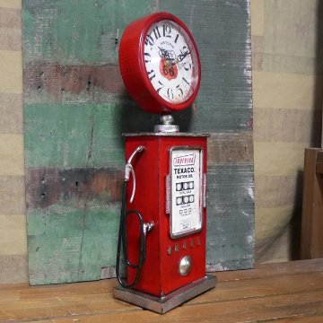 ガスポンプ テーブルクロック ルート66 置時計 RED ROUTE66　アメリカン雑貨画像