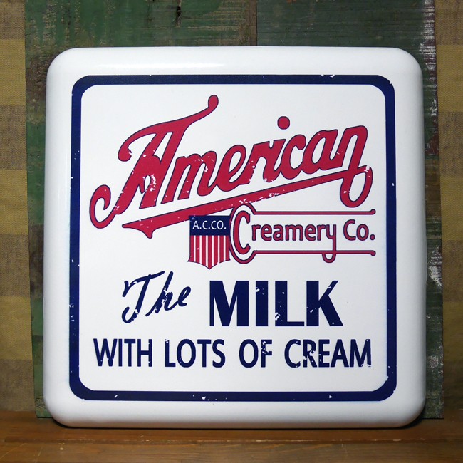アメリカンミルク エンボスメタルウォールデコ　アドバタイジングサイン  ブリキ看板 アメリカン雑貨画像