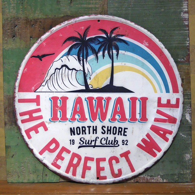 アンティークエンボスプレート ブリキ看板 サーファー ハワイアン アメリカンインテリア　アメリカン雑貨画像