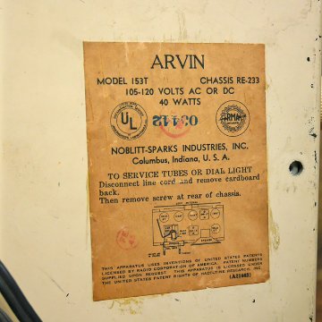 アンティーク 真空管 ラジオ ARVIN 153T レトロ アーヴィン radioジャンク画像