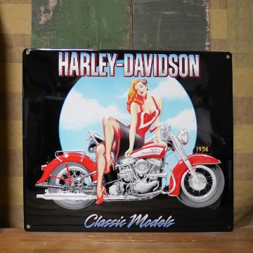 ハーレーダビッドソン HARLEY-DAVIDSON ピンナップガールエンボスティンサイン  アメリカン雑貨画像