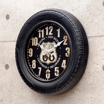 ルート66アメリカンクロック  タイヤ掛け時計 アメリカン雑貨画像