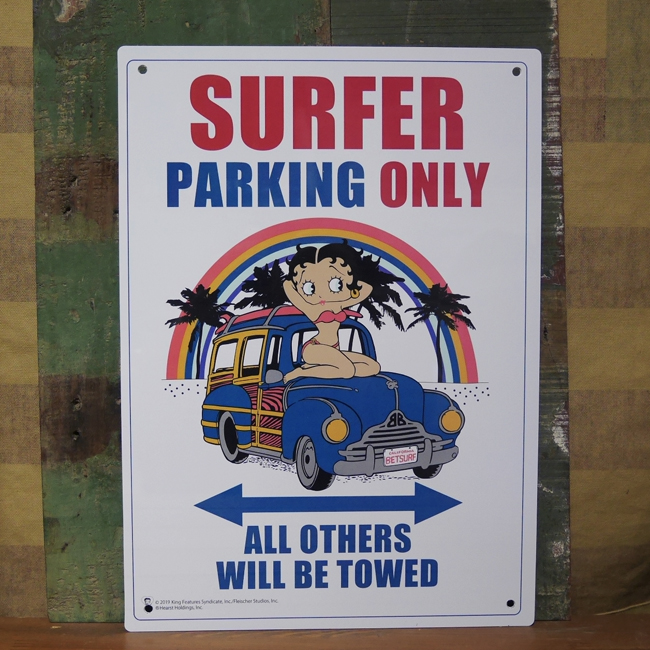ベティ・ブープ パーキングプレート　プラスティックサイン看板　ハワイアン サーファー　アメリカン雑貨の画像