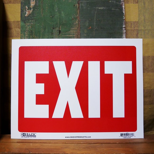 EXIT プラスチック サインプレート シートタイプ　出口看板  アメリカン雑貨の画像