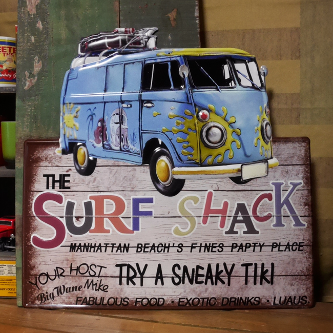 アンティークエンボスプレート ダイカット（SURF SHACK）  アメリカン雑貨 ブリキ看板画像