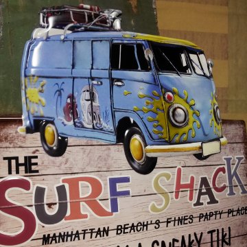 アンティークエンボスプレート ダイカット（SURF SHACK）  アメリカン雑貨 ブリキ看板画像