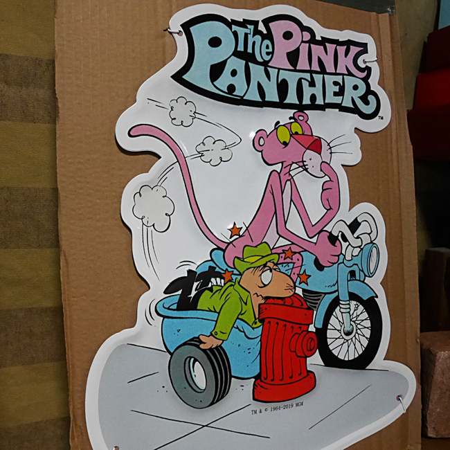 ピンクパンサー エンボスメタルサイン  ブリキ看板 アメリカンコミック　アメリカン雑貨画像