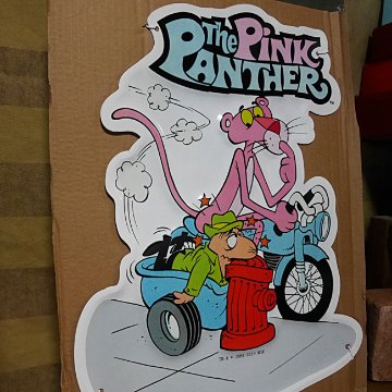 ピンクパンサー エンボスメタルサイン  ブリキ看板 アメリカンコミック　アメリカン雑貨画像