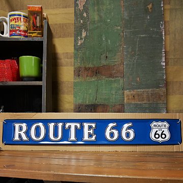  ルート66サイン看板 　エンボスティンサイン　ROUTE66　ストリートサイン 　アメリカン雑貨画像